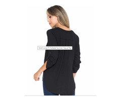 SOLID LOOSE FIT COLLARED SUMMER BEST QUALITY CASUAL TOP | free-classifieds-usa.com - 2