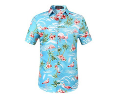 SSLR Mens Hawaiian Shirt Flamingos Casual Short Sleeve Button Down Shirts Aloha Shirt | free-classifieds-usa.com - 1