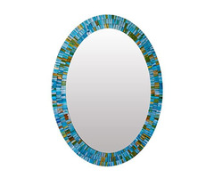 Home Gift Warehouse Decorative Oval Mosaic Wall Mirror of Turquoise color for bathroom, living room, | free-classifieds-usa.com - 1