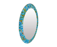 Home Gift Warehouse Decorative Oval Mosaic Wall Mirror of Turquoise color for bathroom, living room, | free-classifieds-usa.com - 3