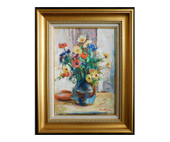 Flowers in a Pitcher Original Oil on Canvas by Max Agostini | free-classifieds-usa.com - 1