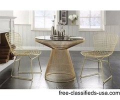 Rianne Gold Metal Clear Glass 3pc Dining Room Set | free-classifieds-usa.com - 1