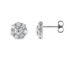 14k White 2 Ctw Natural Diamond Cluster Earrings | free-classifieds-usa.com - 1