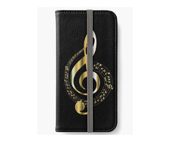 Folding Black iPhone Wallet With Music Clef Image | free-classifieds-usa.com - 1
