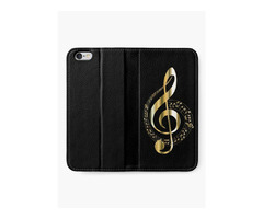 Folding Black iPhone Wallet With Music Clef Image | free-classifieds-usa.com - 3