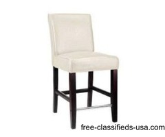 Antonio Counter Height Barstool in White Bonded Leather | free-classifieds-usa.com - 1