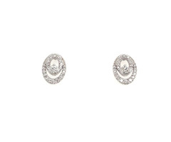 1/2ctw Oval-In-Oval Diamond Earrings Containing: 46 Round Diamonds; 10kw | free-classifieds-usa.com - 1