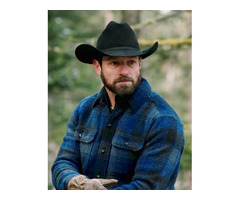 Yellowstone TV Series Ian Bohen Blue Plaid Flannel Jacket | free-classifieds-usa.com - 1