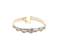 1.42ctw Diamond Tri-Color 3 Row Cuff Bangle Bracelet  | free-classifieds-usa.com - 1