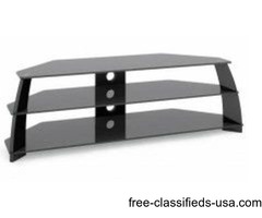 Extra Wide Glossy Black TV Stand with Glass Shelves | free-classifieds-usa.com - 1