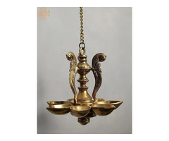 7" Brass Designer Parrot Hanging Diya | free-classifieds-usa.com - 1
