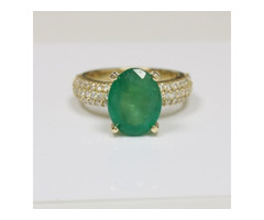 Buy 14K Yellow Gold Oval Cut Emerald Prong Set Ring | free-classifieds-usa.com - 1