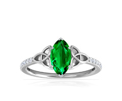 Shop 14K White Gold Celtic Prong Set Marquise Emerald Ring | free-classifieds-usa.com - 1