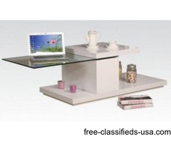 White Swivel Glass Top Coffee Table | free-classifieds-usa.com - 1