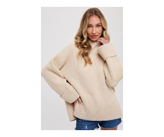Shop Women Funnel Neck Oversized Sweater at Sunshine Haven Boutique | free-classifieds-usa.com - 1