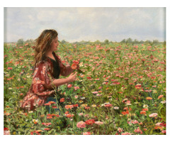 Field of Flowers Oil on panel By Terese Rogers- Rehs Contempory | free-classifieds-usa.com - 1