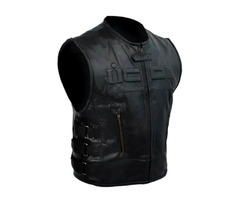 Skull Regulator Icon Biker Black Leather Vest | free-classifieds-usa.com - 2