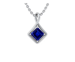 14K White Gold Sapphire twisted pendant | free-classifieds-usa.com - 1