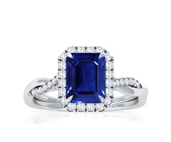14K White Gold Blue Sapphire Emerald cut Ring | free-classifieds-usa.com - 1