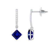 Sapphire dangling Earrings With Round Diamonds | free-classifieds-usa.com - 1