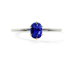 14k Yellow Gold Cushion Untreated Blue Sapphire Solitaire Ring  | free-classifieds-usa.com - 1