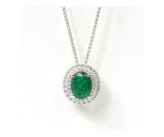 18K White Gold Diamond and Oval Emerald Pendant | free-classifieds-usa.com - 1