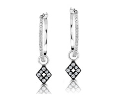 Captivating Diamond Window Earrings in Blackened White Gold — VIVAAN | free-classifieds-usa.com - 1