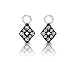 Captivating Diamond Window Earrings in Blackened White Gold — VIVAAN | free-classifieds-usa.com - 2