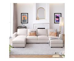 Create Your Perfect Lounge: Azilure's Cozy 3-Piece U-Shaped Sofa Set with Removable Ottomans | free-classifieds-usa.com - 1