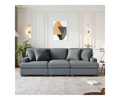 Cozy Comfort: Azilure's Inviting 3-Piece Sofa Set with Removable Ottomans | free-classifieds-usa.com - 1