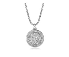 Stainless Steel St. Christopher Round Pendant with Box Chain | free-classifieds-usa.com - 1