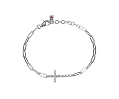 Elle Paperclip Diamond Cross Bracelet | free-classifieds-usa.com - 1