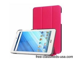For Iconia One 8 Magenta Custer Flip Leather Case with Three-folding Holder | free-classifieds-usa.com - 1