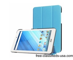 For Iconia One 8 Blue Custer Flip Leather Case with Three-folding Holder | free-classifieds-usa.com - 1
