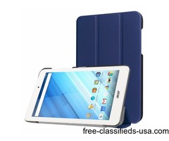 For Iconia One 8 Dark Blue Custer Flip Leather Case with Three-folding Holder | free-classifieds-usa.com - 1