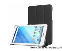 For Iconia One 8 Black Custer Flip Leather Case with Three-folding Holder | free-classifieds-usa.com - 1