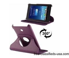 For Fonepad 7 Purple Litchi Texture Flip Leather Case with Rotating Holder | free-classifieds-usa.com - 1