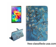 For Tab S 8.4 Plum Pattern Leather Case with Holder, Card Slots & Wallet | free-classifieds-usa.com - 1