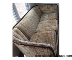 Couch Lion Claw Feet Geometric velour & Braided Cherry Wood Frame Couch | free-classifieds-usa.com - 1