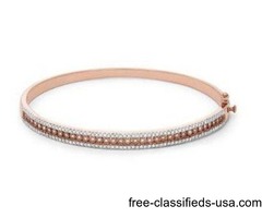 1.00 CT TDW Diamond with Illusion Plate Sterling Silver Bangle Bracelet | free-classifieds-usa.com - 1