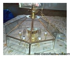 Vintage Brass Gold 6 Lights 8 Panels Hanging Ceiling Fixture chandelier | free-classifieds-usa.com - 1