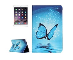 For IPad Mimi 4 Blue Butterfly Pattern Horizontal Flip Leather Case with Holder | free-classifieds-usa.com - 1