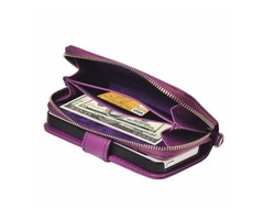 For iPhone 5/5S/SE Purple Zipper Wallet Leather Case with Lanyard | free-classifieds-usa.com - 1