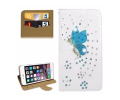 For iPhone 6/6s Diamond Butterfly Leather Case with Holder & Card Slots | free-classifieds-usa.com - 1