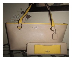 Coach Leather Tote Shopper & Accordion Zip Wallet Silver/Beechwood | free-classifieds-usa.com - 1