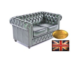Original Chesterfield Brand wash off Green sofa-2 seats-Real leather-Handmade  | free-classifieds-usa.com - 1