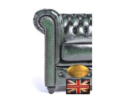 Original Chesterfield wash off green armchair -Real leather-Handmade  | free-classifieds-usa.com - 2