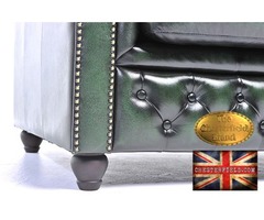 Original Chesterfield wash off green armchair -Real leather-Handmade  | free-classifieds-usa.com - 3