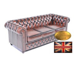Original Chesterfield Brand wash off brown sofa-3 seats-Real leather -Handmade  | free-classifieds-usa.com - 1